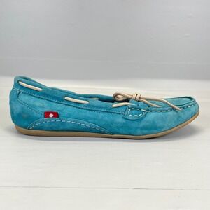 Oliberte Shoes Womens Size 38‎ US 7.5 Blue Suede Lace Up Casual Comfort Flats
